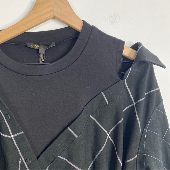 Maje Razak Deconstructed Plaid Cold Shoulder Dress - Picture 7 of 12